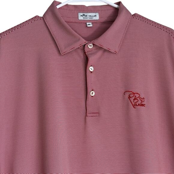 Peter Millar Summer Comfort Golf Polo Short Sleeve Collar Red Stripe Men XL Logo - Picture 2 of 12